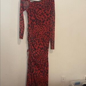 SHEIN Red Animal Print Dress